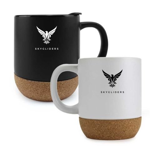 Ceramic Mugs with Lid and Cork Base 385 ml