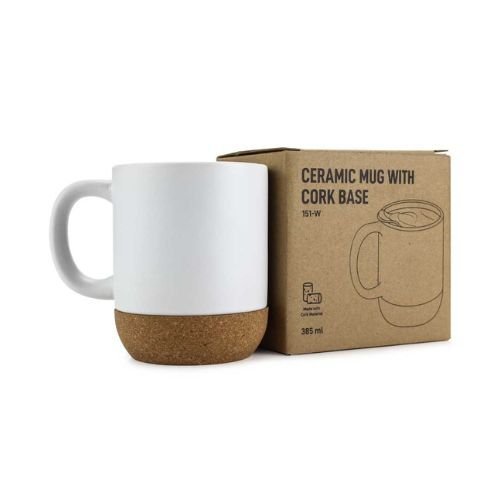 Ceramic Mugs with Lid and Cork Base 385 ml