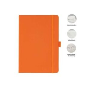 A5 PU Notebook with Pen Loop Orange | Corporate Gifts Dubai
