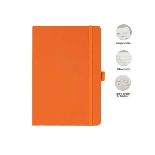 A5 PU Notebook with Pen Loop Orange | Corporate Gifts Dubai